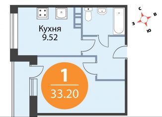 Продам 1-комнатную квартиру, 33.2 м2, деревня Скотное, Рождественская улица, 2, ЖК Ёлки Вилладж