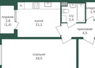 Однокомнатная квартира на продажу, 40.8 м2, Москва, метро Улица Старокачаловская, жилой комплекс Зелёная Вертикаль, 4