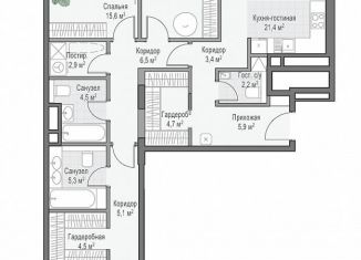 Трехкомнатная квартира на продажу, 110.2 м2, Москва, метро Сокол, улица Врубеля, 4