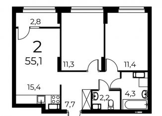 Продам 2-комнатную квартиру, 54.9 м2, Нижний Новгород, Сормовский район