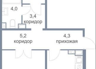 Продажа двухкомнатной квартиры, 71.3 м2, деревня Голубое