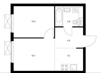 2-комнатная квартира на продажу, 34.3 м2, Москва, ЖК Большая Очаковская 2