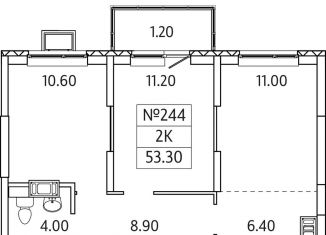 Продается двухкомнатная квартира, 53.3 м2, деревня Сапроново, ЖК Видный Берег 2, жилой комплекс Видный Берег 2, к1/3