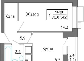 Продается однокомнатная квартира, 33 м2, деревня Сабурово, ЖК ЗаМитино