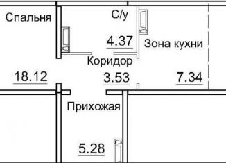Однокомнатная квартира на продажу, 49.7 м2, рабочий посёлок Краснообск, 3-й микрорайон, 12А, ЖК Кольца