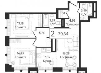 2-комнатная квартира на продажу, 70.3 м2, Москва, проспект Андропова, вл9/1, район Нагатинский Затон