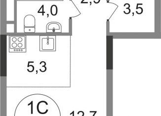 Продам квартиру студию, 28.4 м2, поселение Внуковское, 17-й квартал, к1