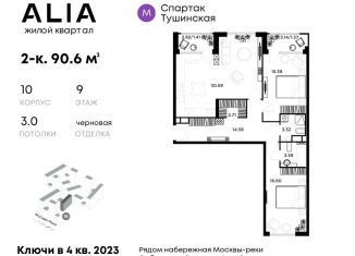 Продам двухкомнатную квартиру, 90.6 м2, Москва, жилой комплекс Алиа, к9, ЖК Алиа