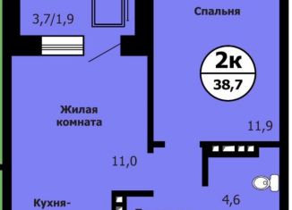 Многокомнатная квартира на продажу, 38.7 м2, Красноярск, улица Лесников, 35, Свердловский район