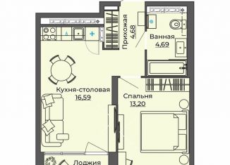 Продаю 1-комнатную квартиру, 42.2 м2, Екатеринбург, метро Динамо, улица Блюхера, 26