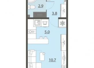 Продажа квартиры студии, 22.3 м2, Екатеринбург, Латвийская улица, 58/2, ЖК Хрустальные Ключи