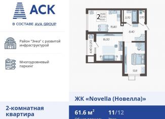 2-ком. квартира на продажу, 61.6 м2, Краснодар, улица Ветеранов, 40лит3, ЖК Новелла