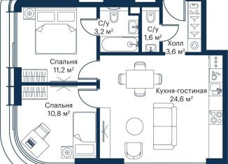 Продается 2-комнатная квартира, 55 м2, Москва, метро Волоколамская