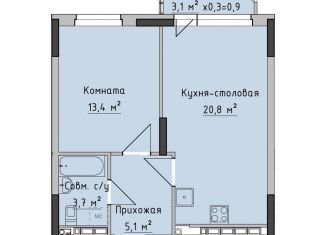 Продаю однокомнатную квартиру, 43.1 м2, Ижевск, ЖК Холмогоровский