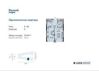 1-комнатная квартира на продажу, 34.5 м2, Ижевск, Ленинский район