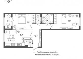 Продается 2-комнатная квартира, 68.7 м2, Санкт-Петербург, метро Балтийская