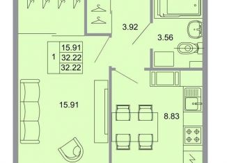 Продается 1-ком. квартира, 31.3 м2, поселок Бугры, Тихая улица, 17