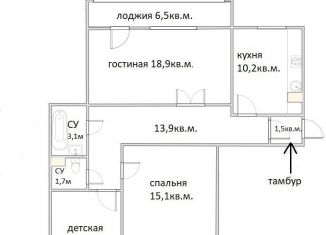 Продаю 3-ком. квартиру, 72 м2, Нижний Новгород, улица Карла Маркса, 22, экспериментальный ЖК Мещерское Озеро