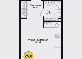 Продаю квартиру студию, 25 м2, Астрахань, Советский район