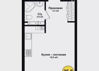 Продаю квартиру студию, 26 м2, Астрахань