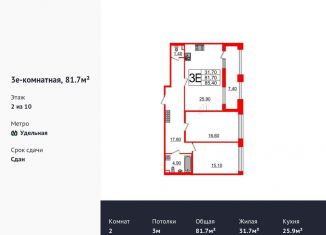 Продается 2-комнатная квартира, 81.7 м2, Санкт-Петербург, проспект Энгельса, 27Л, проспект Энгельса
