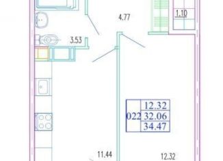 Продаю однокомнатную квартиру, 34.5 м2, Кудрово, Европейский проспект, 22, ЖК Европейский парк