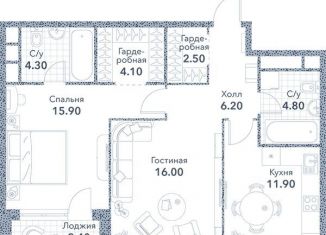 Продается 2-комнатная квартира, 66.9 м2, Москва, Новоалексеевская улица, 16к5, ЖК Серебряный Фонтан