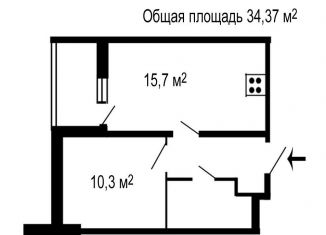 1-комнатная квартира на продажу, 34.4 м2, Санкт-Петербург, проспект Будённого, 23к3, ЖК Солнечный Город
