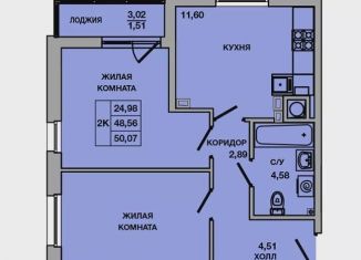 Продается двухкомнатная квартира, 50.1 м2, Батайск, ЖК Пальмира 2.0