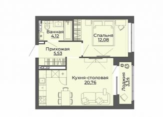 Продаю однокомнатную квартиру, 45.8 м2, Екатеринбург