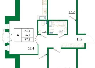 Продажа 4-комнатной квартиры, 87.8 м2, Гатчина, Медицинский проезд