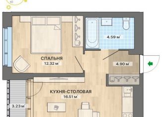 Однокомнатная квартира на продажу, 41.6 м2, Екатеринбург, ЖК Нова парк