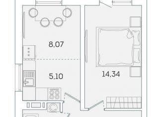 Продается 1-комнатная квартира, 39.4 м2, Мурино, ЖК Лампо