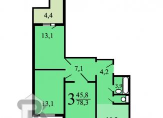 Продам трехкомнатную квартиру, 78.3 м2, Котельники, Новая улица, 17Б, ЖК Котельнические Высотки