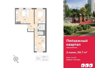 Продажа двухкомнатной квартиры, 50.7 м2, Санкт-Петербург