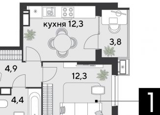 Продаю однокомнатную квартиру, 37.7 м2, Краснодар, Прикубанский округ