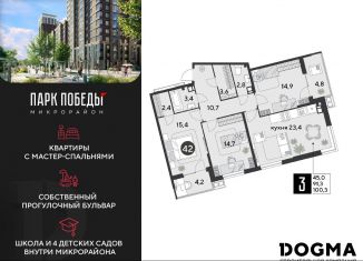 3-комнатная квартира на продажу, 100.3 м2, Краснодар