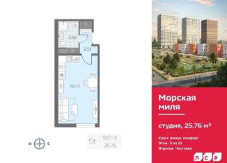 Продаю квартиру студию, 25.8 м2, Санкт-Петербург, метро Проспект Ветеранов
