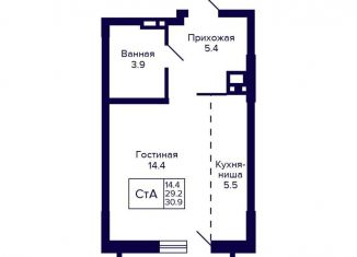 Продается квартира студия, 30.9 м2, Новосибирск, метро Золотая Нива, улица Коминтерна, 1с