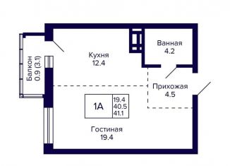 Продажа 1-комнатной квартиры, 41.4 м2, Новосибирск, улица Фрунзе, с1, метро Золотая Нива