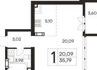 Продажа 1-комнатной квартиры, 35.8 м2, Крым