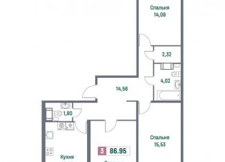 Продается 3-комнатная квартира, 87 м2, Ленинградская область