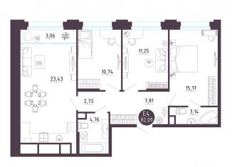 Продается 3-комнатная квартира, 82.1 м2, Рязань, Железнодорожный район