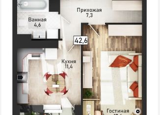 Продаю однокомнатную квартиру, 42.6 м2, Курск, улица Павлуновского