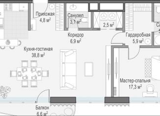 Продается 1-комнатная квартира, 218.6 м2, Москва, ЖК Лаврушинский