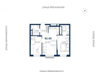 Продам 2-комнатную квартиру, 62.4 м2, Свердловская область, улица Айвазовского, 52