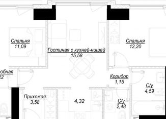 Продажа 3-ком. квартиры, 60.4 м2, Москва, ЗАО, 1-й Сетуньский проезд, вл10