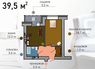 1-ком. квартира на продажу, 39.5 м2, Воронеж
