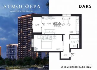 Продается двухкомнатная квартира, 49.6 м2, Ульяновск, жилой комплекс Атмосфера, 3