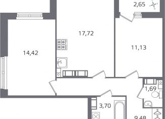 Двухкомнатная квартира на продажу, 59.5 м2, Санкт-Петербург, муниципальный округ Финляндский